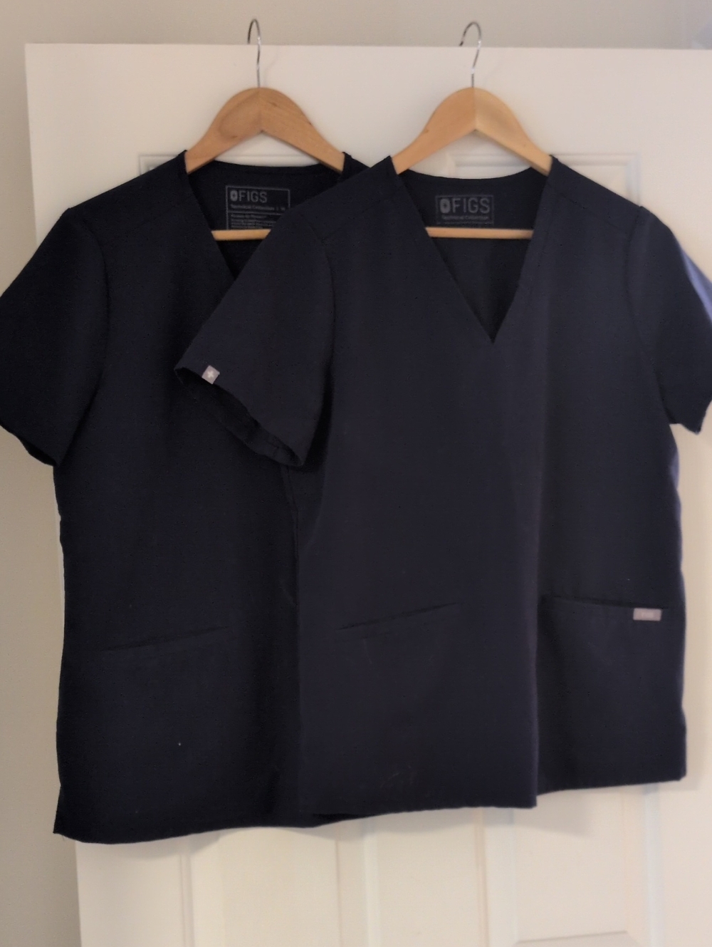Figs Navy V-Neck Medical Scrub Tops - Pair